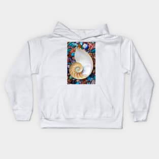 Nautilus Shell On Colorful Stones Kids Hoodie